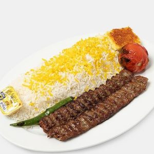 چلو کباب دو سیخ